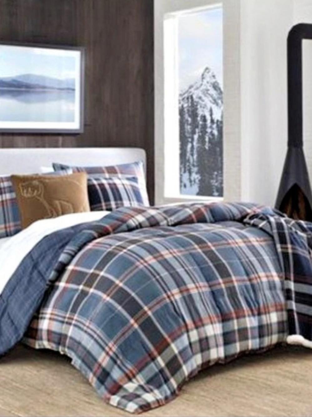 Eddie Bauer Shasta Lake 2-Piece Twin Plaid Comforter Set Blue & Red